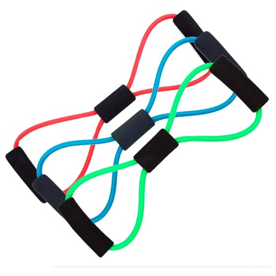 Kit Elástico Tensão Exercícios Ombro Biceps Triceps Peito Costas Glúteos - Azul Esportes